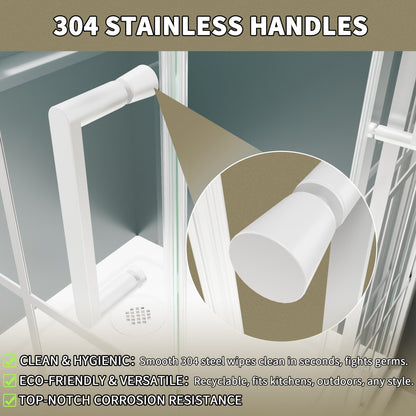 Haven-S 38" x 72" Corner Shower Enclosure,6mm Clear Glass,Double Sliding Shower Doors,White,Not Base,Adjustable