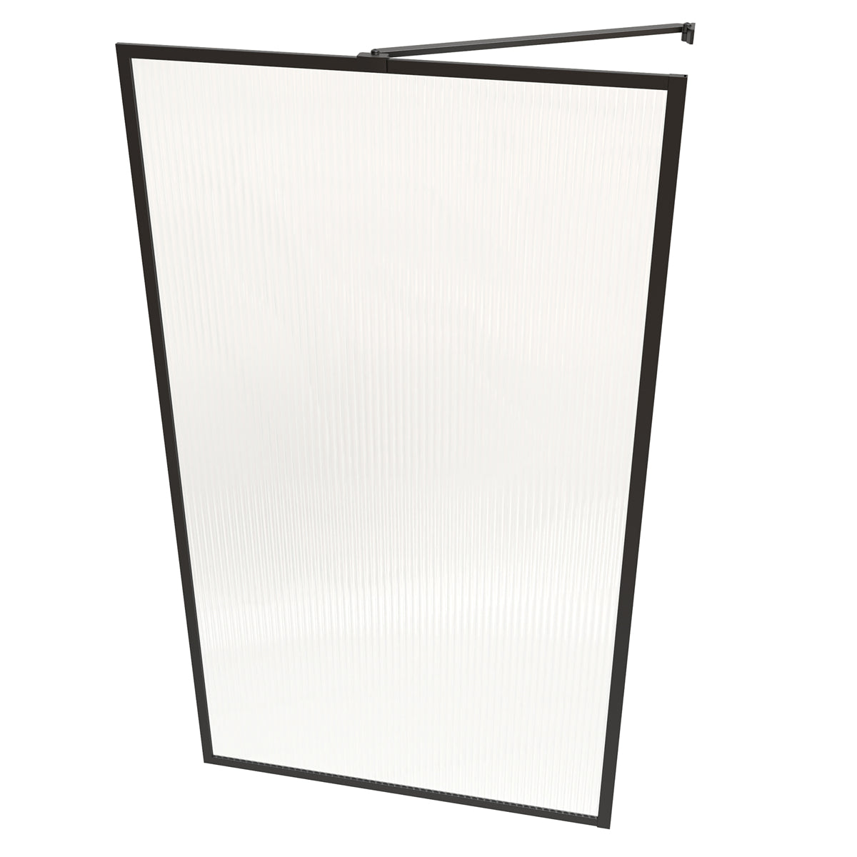Serenity-RE 33" x 58" Bathtub Screen Reeded Glass Shower Panel For Bathtub,Matte Black Finish,Reversible Installation,Square
