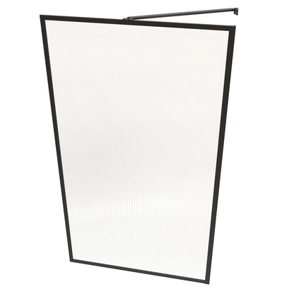 Serenity-RE 33" x 58" Bathtub Screen Reeded Glass Shower Panel For Bathtub,Matte Black Finish,Reversible Installation,Square