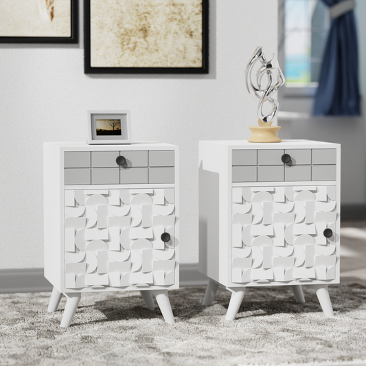 MangoLuxe Side Table, Small End Table, Tall Nightstand for Living Room, Bedroom, Office, Bathroom, White,2 pack