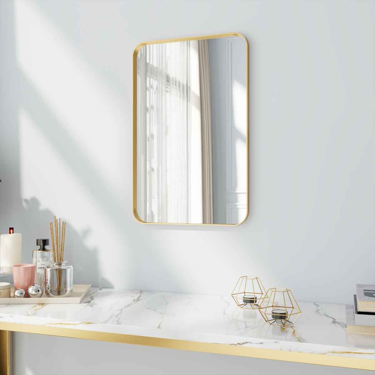 Noir 16" x 24" Gold Framed Rectangular Bathroom Mirror