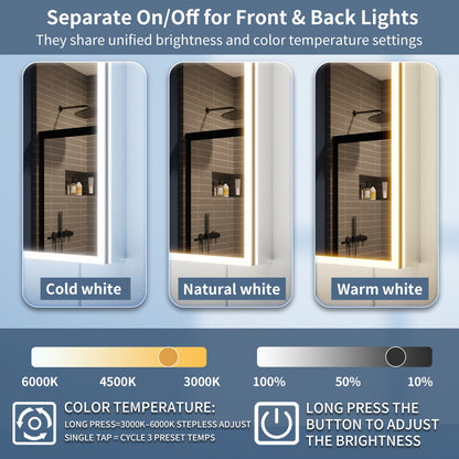 Illusion 48" x 32" LED Lighted Medicine Cabinet with Magnifiers Front and Back Light-with Clock