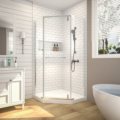 Prism Neo-Angle Frameless Shower Door 36 in. W x 72 in. H Corner Shower Enclosure,6mm Clear Glass,Pivot Shower Doors,Chrome,Not Base