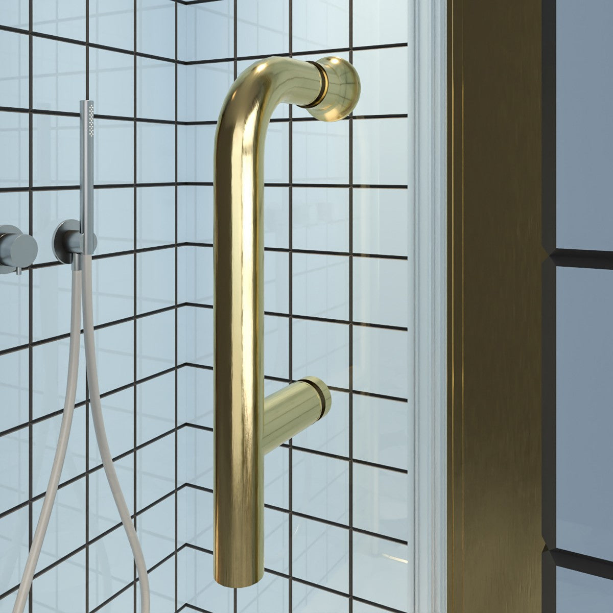 Classy 34-36"x72" Frameless Shower Door in Brush Gold,Water Repellent Glass with Seal Strip Parts and Handle,6mm Glass Shower Door - ExBriteUSA