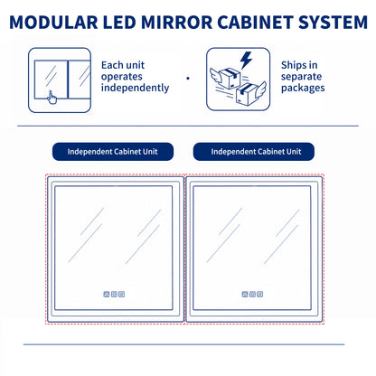 Illusion 56" x 32" LED Recessed Medicine Cabinet with Magnifiers Front and Back Light