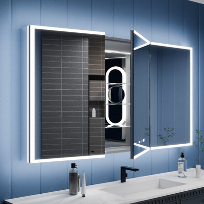 Illusion 60" x 36" LED Lighted Medicine Cabinet with Magnifiers Front and Back Light