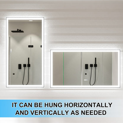 Apex-Noir 55"x30" Framed LED Lighted Bathroom Mirror