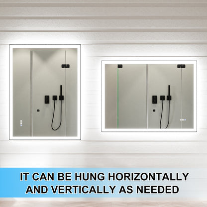 Apex-Noir 48"x36" Framed LED Lighted Bathroom Mirror