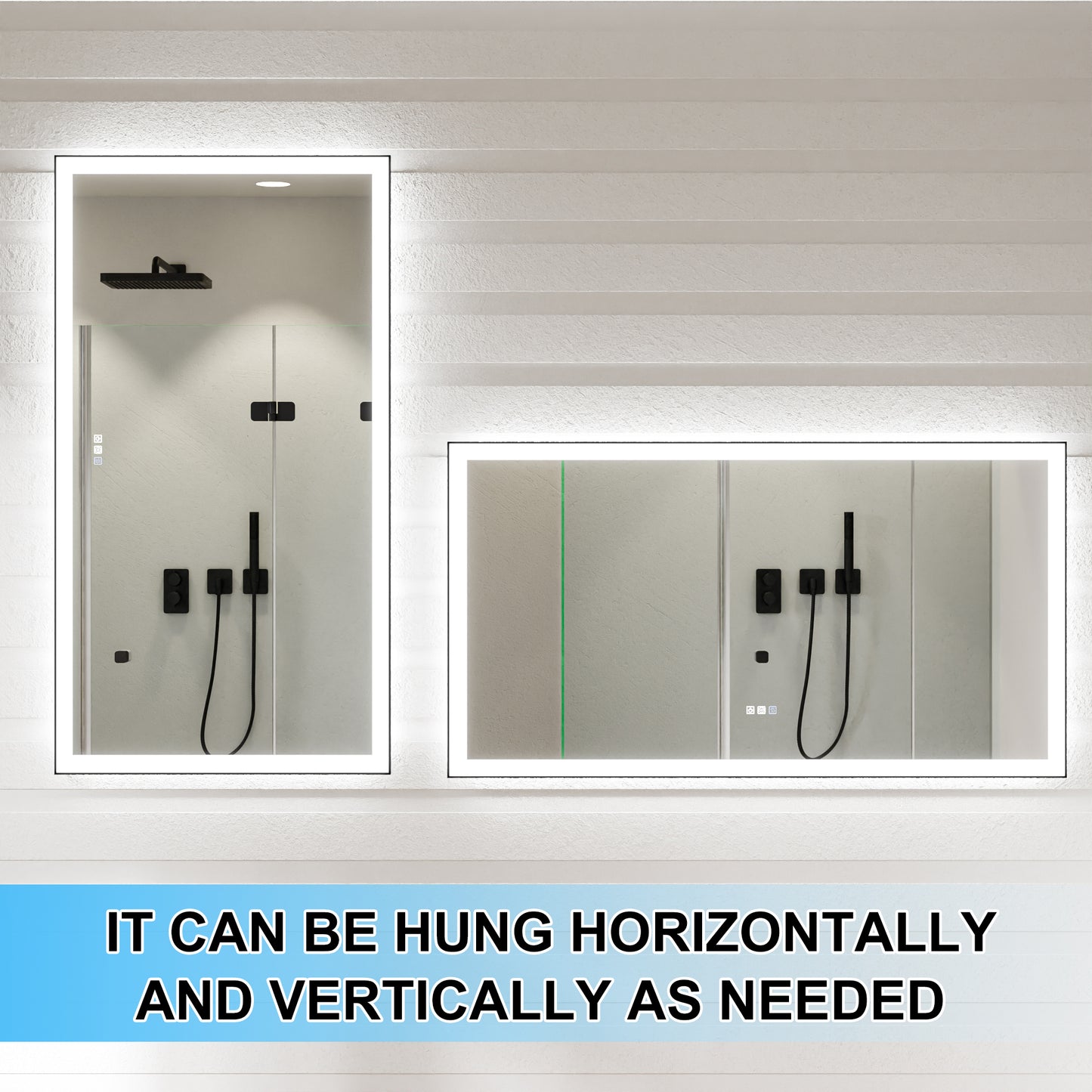Apex-Noir 55"x30" Framed LED Lighted Bathroom Mirror
