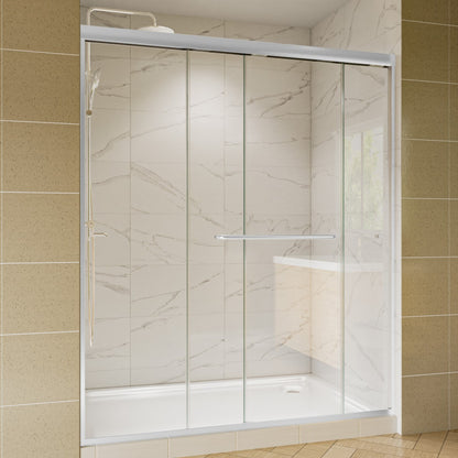 Glide 56-60" Wide x 70" High Sliding Glass Shower Doors Framed in Chrome Finish with Clear Glass