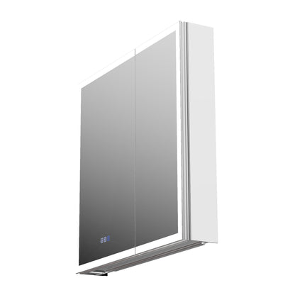ExBrite 30"W x 30"H LED Medicine Cabinet with Anti-Fog, Stepless Color Temperature and Dimming, Adjustable Shelves, Aluminum Frame, Recessed or Surface Mount - ExBriteUSA