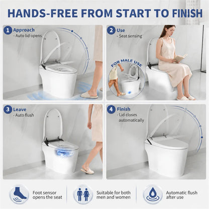 ExBrite Smart Pro ADA Height Smart Bidet Toilet with Auto Open & Close, Foam Shield, UV Sterilization, Heated Seat and Built-In Pump