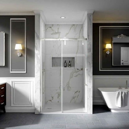 44-48" x 76" Frameless Sliding Shower door,Chrome,Easy clean|ExBrite Elysian-G Series