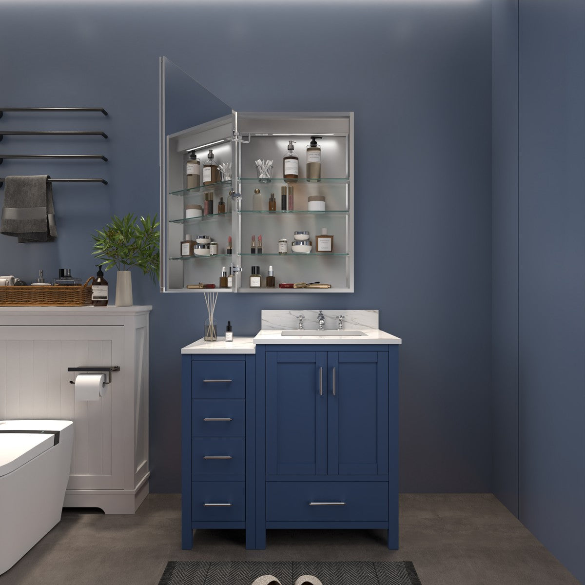 Boost-M2 24" W x 32" H LED Lighted Bathroom Medicine Cabinet with Mirror