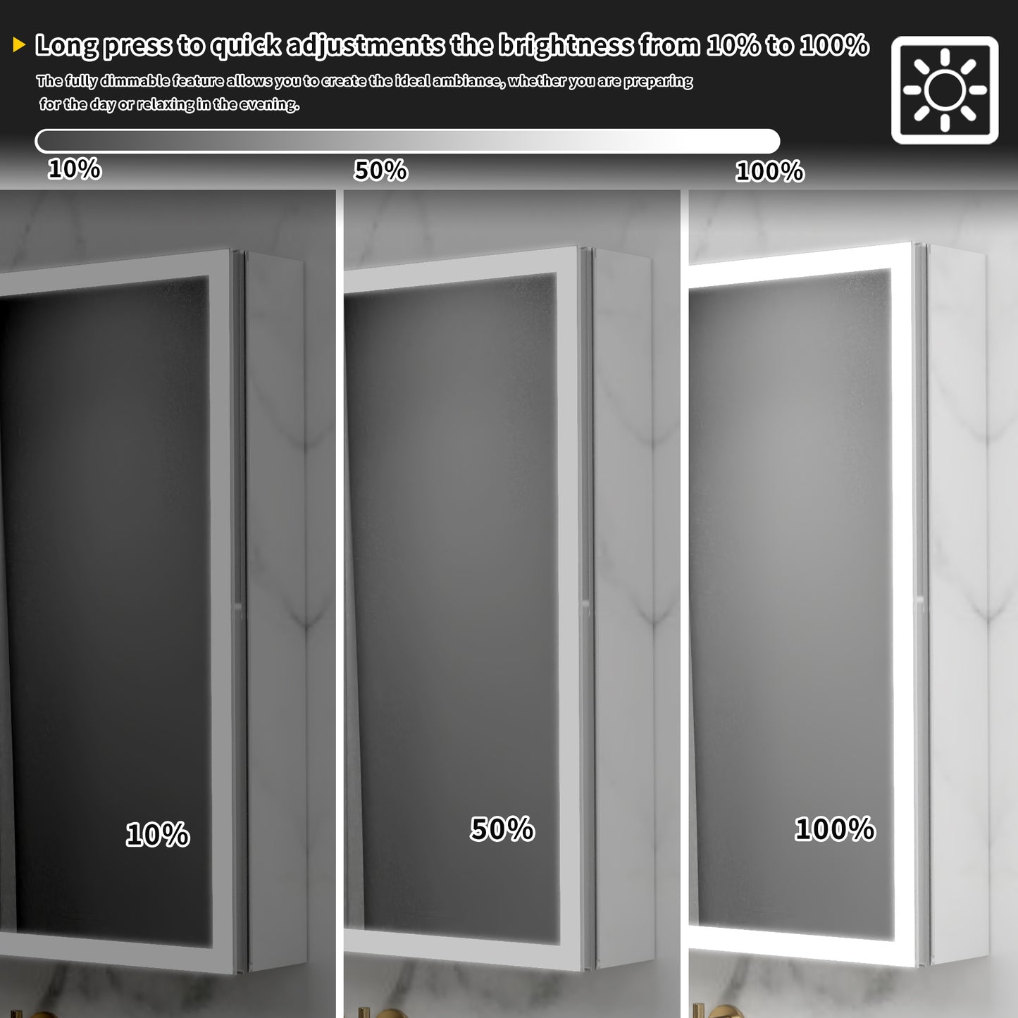 ExBrite 30"W x 30"H LED Medicine Cabinet with Anti-Fog, Stepless Color Temperature and Dimming, Adjustable Shelves, Aluminum Frame, Recessed or Surface Mount - ExBriteUSA