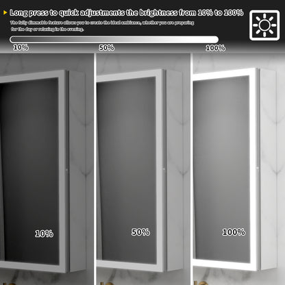 ExBrite 30"W x 30"H LED Medicine Cabinet with Anti-Fog, Stepless Color Temperature and Dimming, Adjustable Shelves, Aluminum Frame, Recessed or Surface Mount - ExBriteUSA