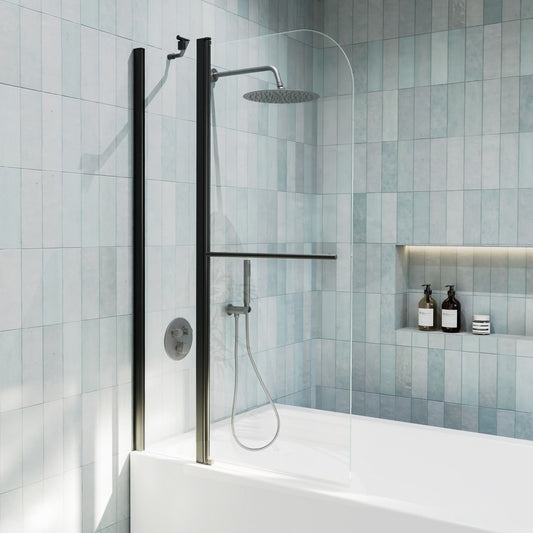 Classy-LB 35.2-36" x 58" Bathtub Screen Panel Pivot Swing Shower Door for Bathtub 180° Pivot 6mm Tempered Glass,Black