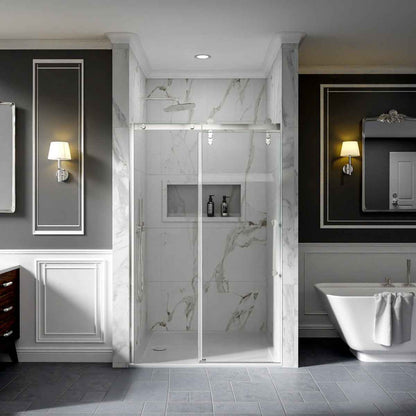 44-48" x 76" Frameless Sliding Shower door,Chrome,Easy clean|ExBrite Elysian-M Series