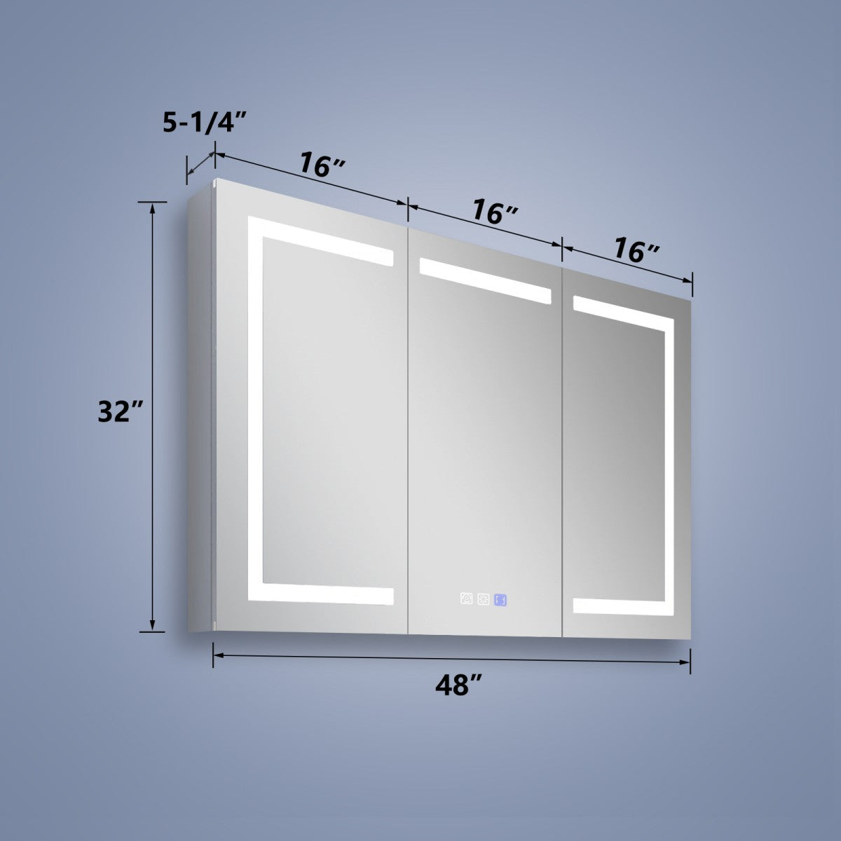 Boost-M2 48" W x 32" H LED Lighted Recessed Medicine Cabinets with Mirror - Surface or Recessed Installation