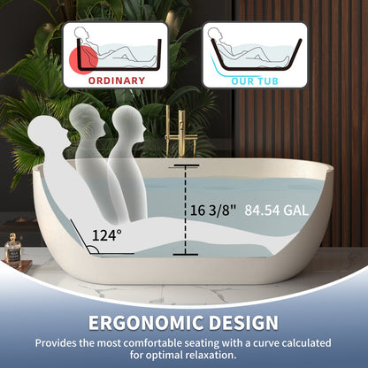 Allsumhome RockX 67" Freestanding Bathtub Modern - Stone Touch in Milky Coffee, Scratch-proof, cUPC Certified Freestanding Bath Tubs