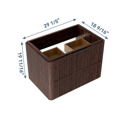 30 inch Floating Bathroom Vanity with Sink, Pre-Assembled, Wall Mounted Plywood Bathroom Storage Cabinet with Safety Rounded,Large Soft-Close Fluted Drawers & Metal Handles
