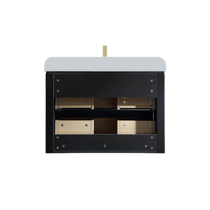 30 inch Floating Bathroom Vanity with Sink, Pre-Assembled, Wall Mounted Plywood Bathroom Storage Cabinet with Safety Rounded,Large Soft-Close Fluted Drawers & Metal Handles