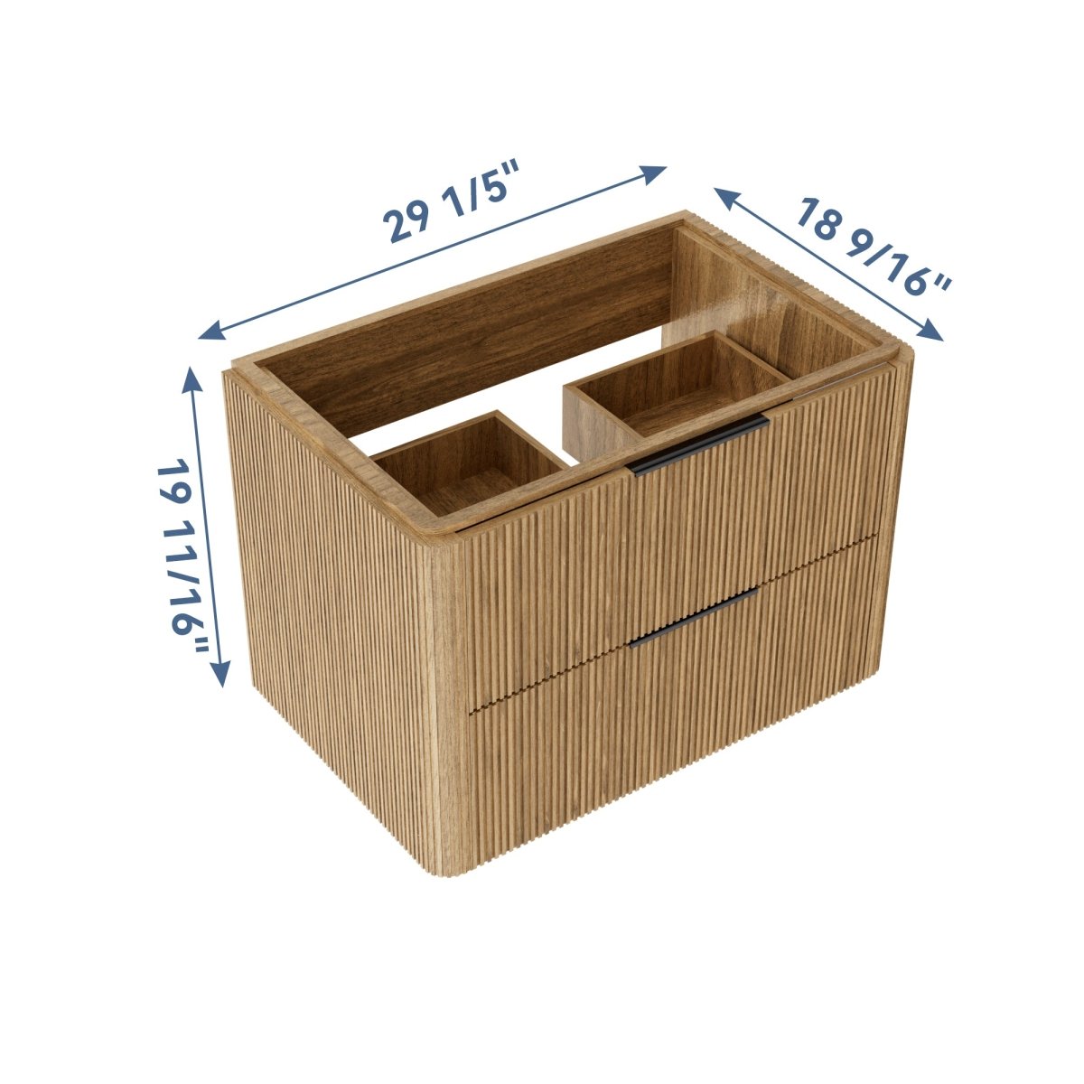 30 inch Floating Bathroom Vanity with Sink, Pre-Assembled, Wall Mounted Plywood Bathroom Storage Cabinet with Safety Rounded,Large Soft-Close Fluted Drawers & Metal Handles