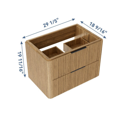 30 inch Floating Bathroom Vanity with Sink, Pre-Assembled, Wall Mounted Plywood Bathroom Storage Cabinet with Safety Rounded,Large Soft-Close Fluted Drawers & Metal Handles
