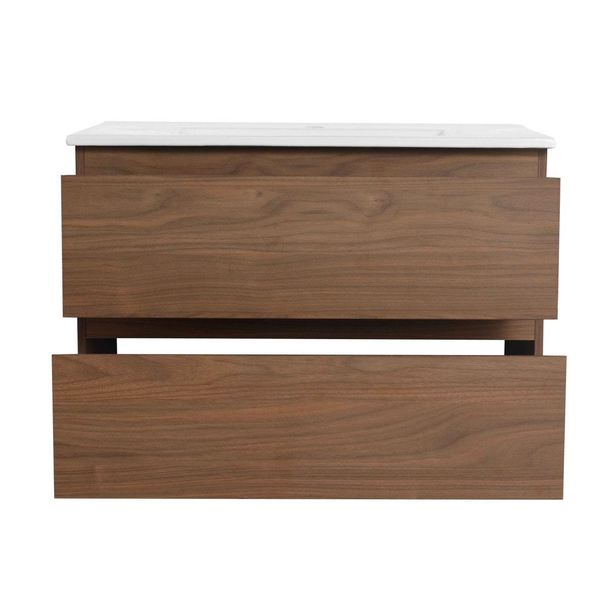 30' Wall-Mounted Bathroom Vanity With Ceramic Sink, KD-Package,2-Soft Close Drawers, KD-Package