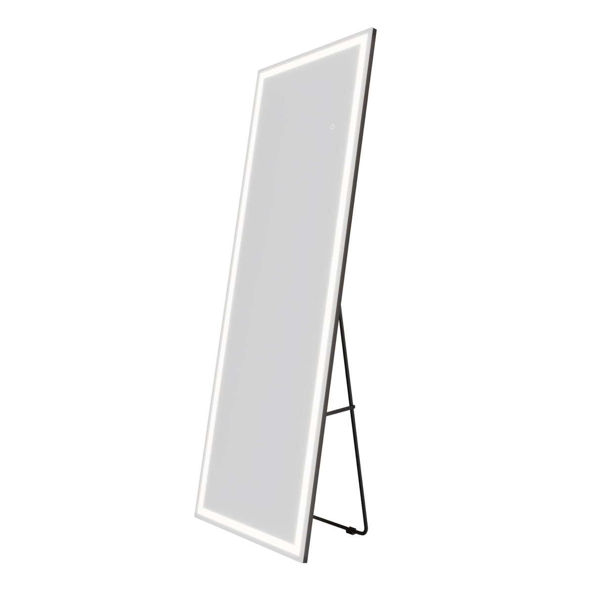 Nivor 64"x21" Dimmable LED Full-Length Floor Framed Mirror with Stand, 3-Color Lights & Wall-Mount Option