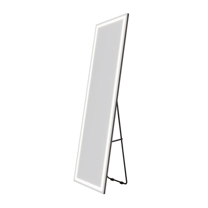 Nivor 60"x16" Dimmable LED Full-Length Floor Framed Mirror with Stand, 3-Color Lights & Wall-Mount Option