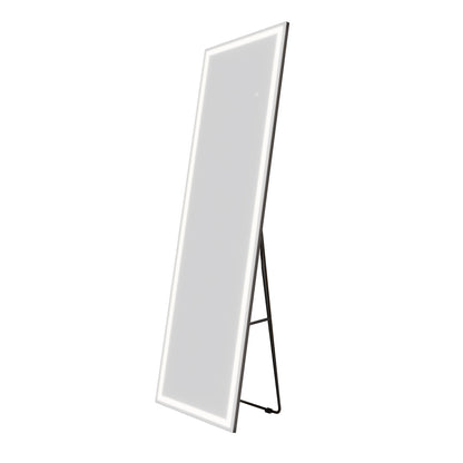 Nivor 67"x20" Dimmable LED Full-Length Floor Framed Mirror with Stand, 3-Color Lights & Wall-Mount Option
