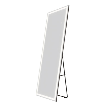 Nivor 65"x22" Dimmable LED Full-Length Floor Framed Mirror with Stand, 3-Color Lights & Wall-Mount Option