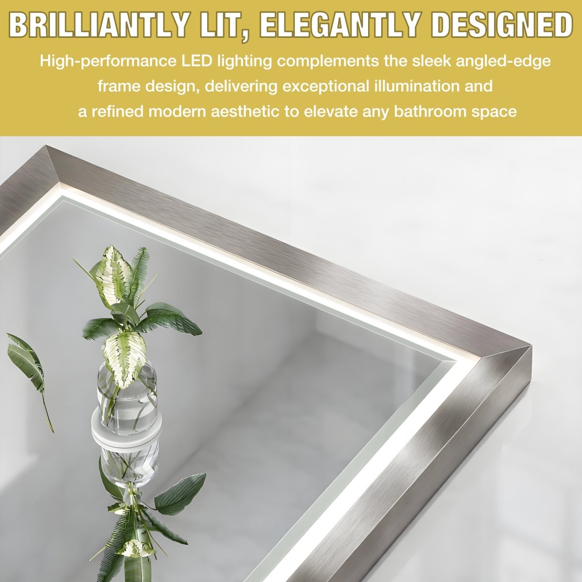 30"W x 36"H Lighted Mirrors | Verloar Brushed Nickel Front-Lit Mirror
