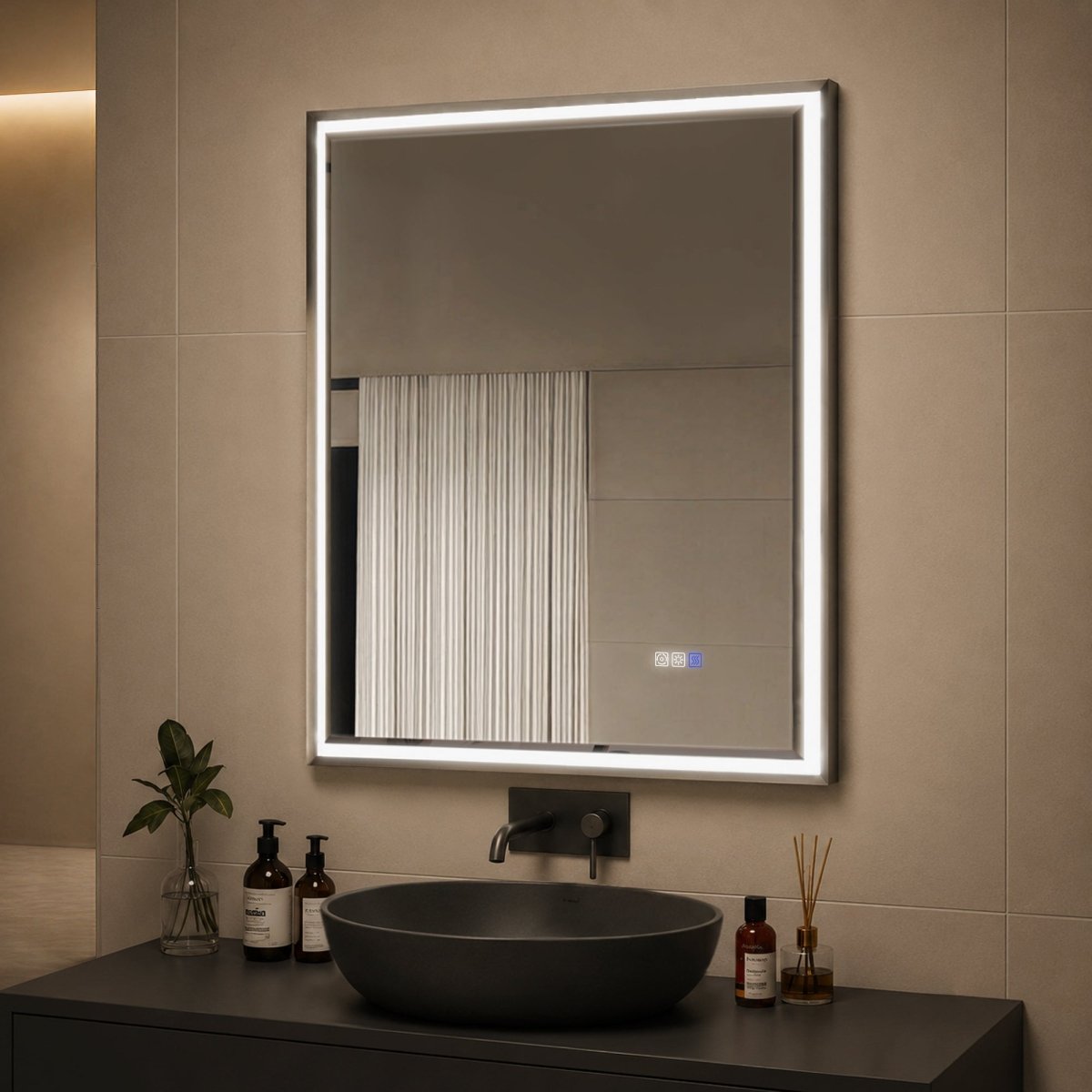 30"W x 36"H Lighted Mirrors | Verloar Brushed Nickel Front-Lit Mirror