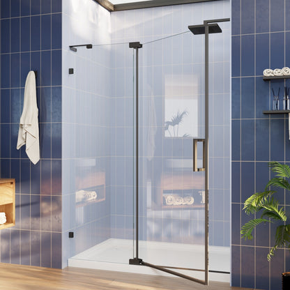 Flexi-L 50-54" W X 70" H Bathroom Glass Shower Doors,Semi-Frameless Matte Black,Tempered Glass Shower Door With Handle