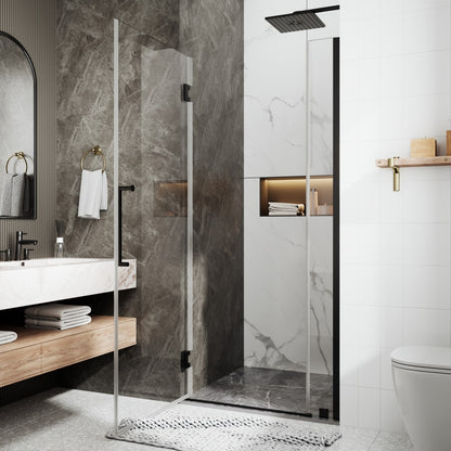 35-36" x 74" Pivot Frameless Shower Door,Matte Black,Easy clean|ExBrite Valor Series