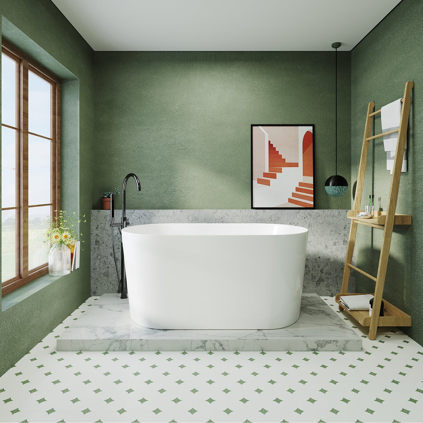 Exbrite 55' Acrylic Freestanding Bathtub, Small Soaking tub, Glossy White, Pop Up Chrome Drain, cUPC CertifiedExbrite