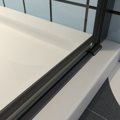 Exbrite Adapt Bifold Shower Door 30-32 in.W x 72 in.H Pivot Swing Shower Doors,Matte Black,Tempered Shower Glass - ExBriteUSA