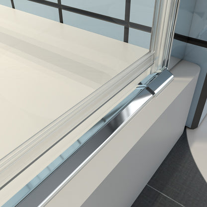 Exbrite Adapt Bifold Shower Door 30-32 in.W x 72 in.H Pivot Swing Shower Doors,Chrome,Clear Tempered Shower Glass - ExBriteUSA
