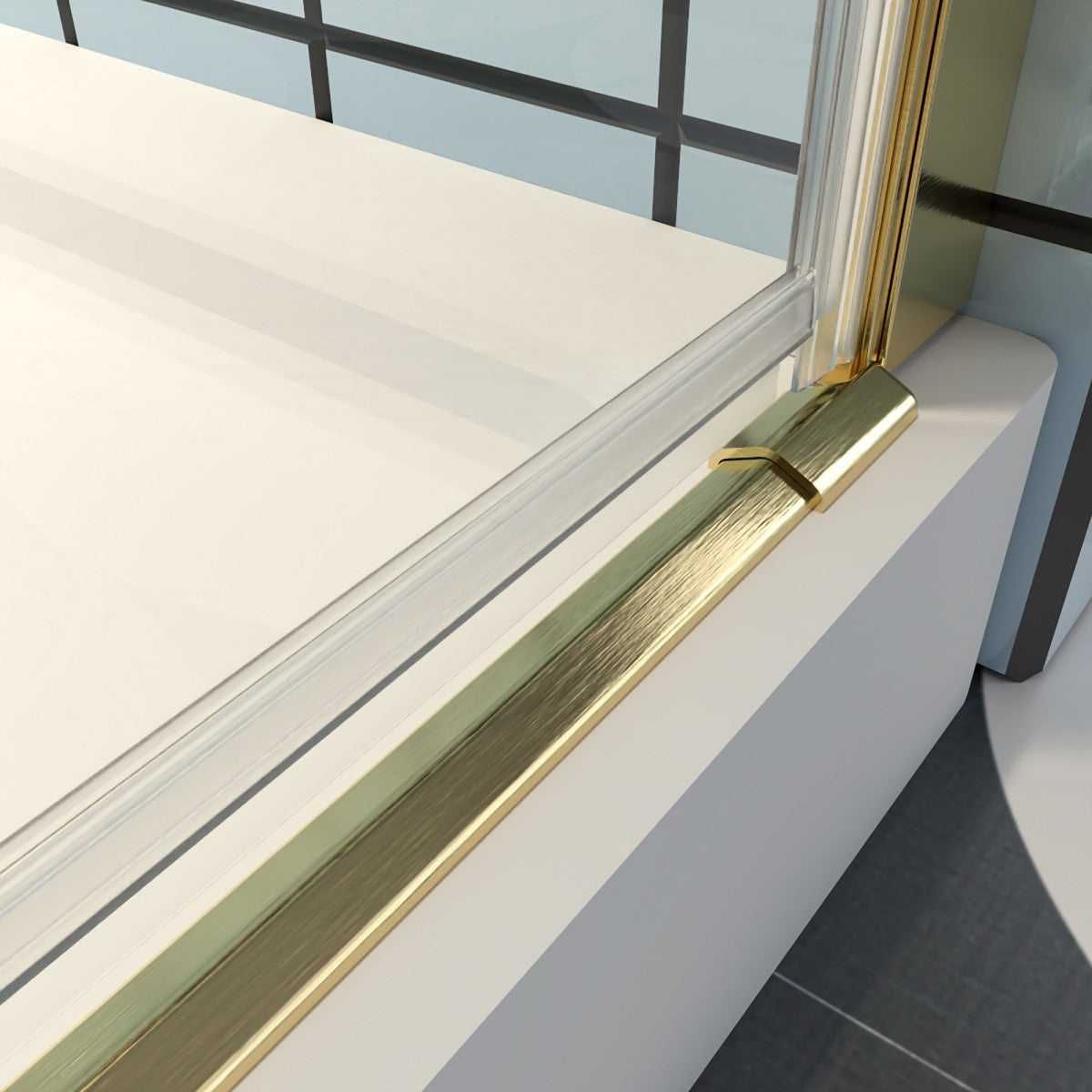 Exbrite Adapt Bifold Shower Door 30-32 in.W x 72 in.H Pivot Swing Shower Doors,Brushed Gold,Tempered Shower Glass