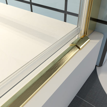 Exbrite Adapt Bifold Shower Door 30-32 in.W x 72 in.H Pivot Swing Shower Doors,Brushed Gold,Tempered Shower Glass