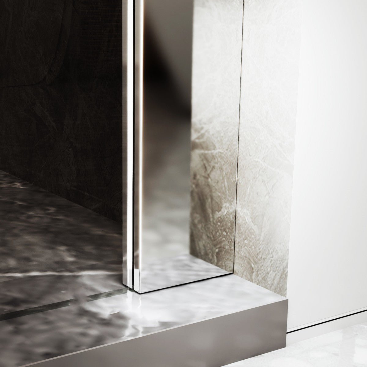 35-36" x 74" Chrome Frameless Hinged Shower Door, Easy Clean | ExBrite Valor-N Series