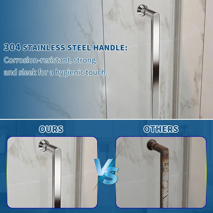 35-36" x 74" Chrome Frameless Hinged Shower Door, Easy Clean | ExBrite Valor-N Series