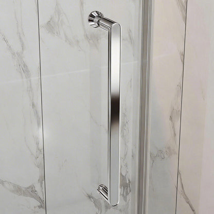 35-36" x 74" Chrome Frameless Hinged Shower Door, Easy Clean | ExBrite Valor-N Series