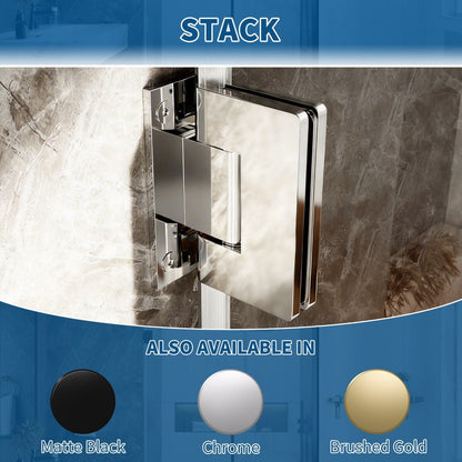 35-36" x 74" Chrome Frameless Hinged Shower Door, Easy Clean | ExBrite Valor-N Series