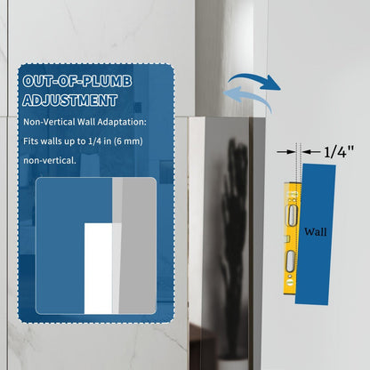 35-36" x 74" Chrome Frameless Hinged Shower Door, Easy Clean | ExBrite Valor-N Series