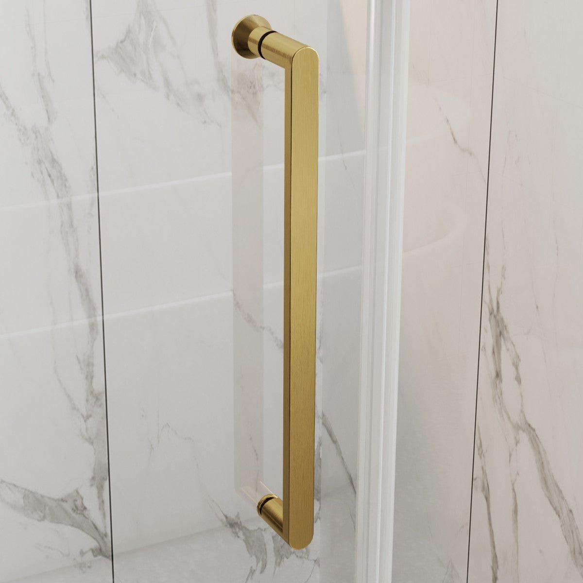 35-36" x 74" Gold Pivot Shower Door, Frameless Brushed Gold Finish, Easy Clean | ExBrite Valor-N Series