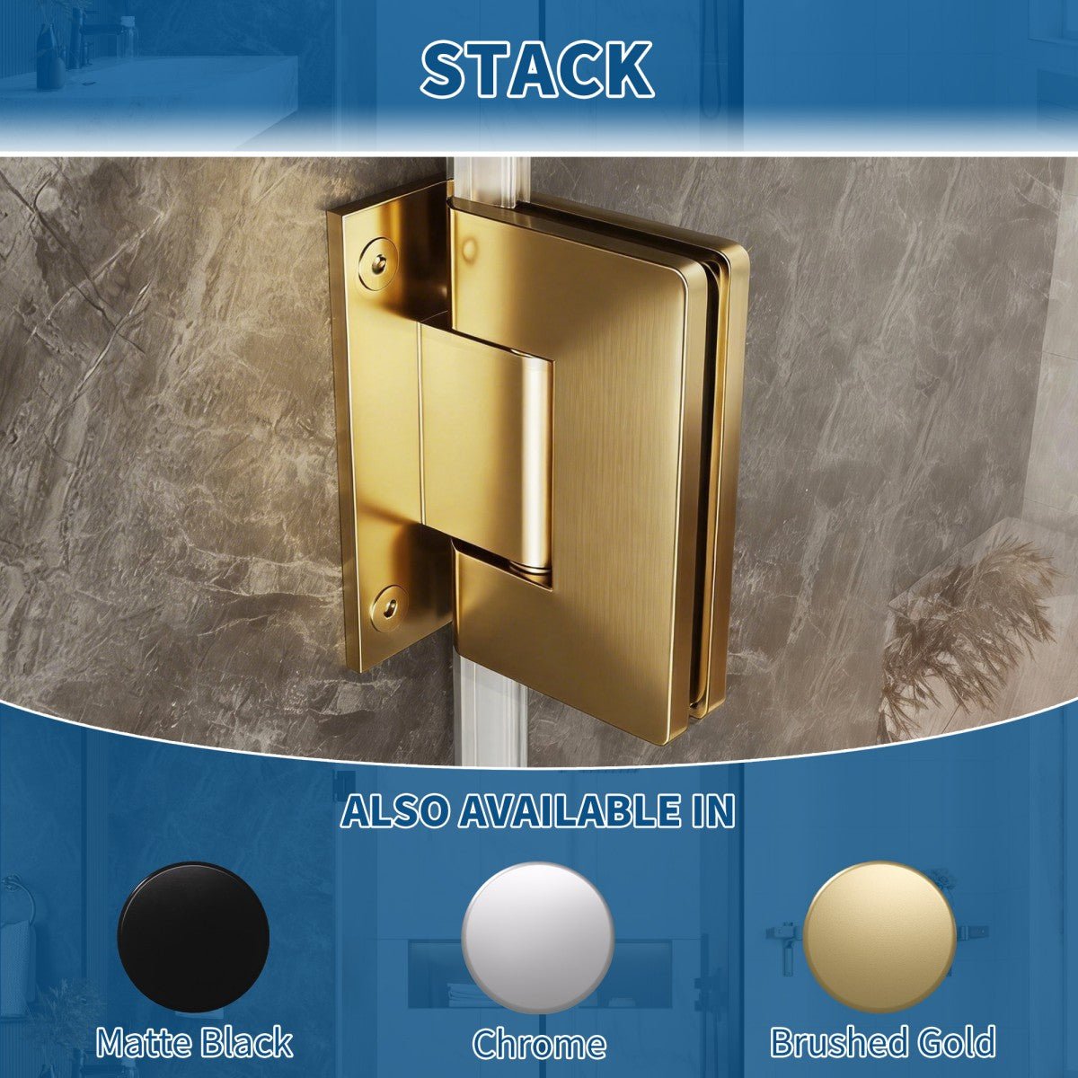 35-36" x 74" Gold Pivot Shower Door, Frameless Brushed Gold Finish, Easy Clean | ExBrite Valor-N Series