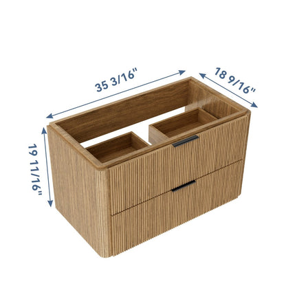 36 inch Floating Bathroom Vanity with Sink, Pre-Assembled, Wall Mounted Plywood Bathroom Storage Cabinet with Safety Rounded,Large Soft-Close Fluted Drawers & Metal Handles